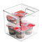 mDesign Plastic Kitchen Pantry Cabinet, Refrigerator or Freezer Food Storage Bins with Handles - Organizer for Fruit, Yogurt, Snacks, Pasta - Food Safe, BPA Free, 6" Cube - 2 Pack, Clear