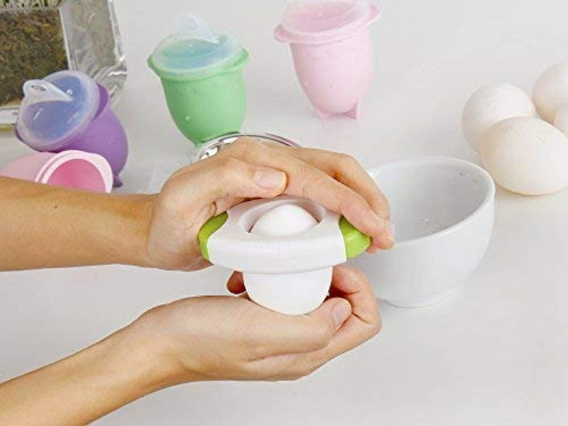 Hag and MaTH 6 Egg Cooker Cups for Boiling or Microwave, Hard Boiled Egg Maker Without the Shell, Pack of 6 Silicone Egg Poacher Cups and Lids + Bonus Items
