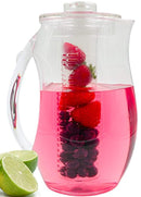 Chef’s INSPIRATIONS Fruit Infusion Water Pitcher. 2.9 Quart (2.75 Liters). Best For Infused Lemon, Fruit, Herbs Or Tea Beverages. Shatterproof Acrylic. Includes Ice Core & Bonus Infuser Recipe eBook