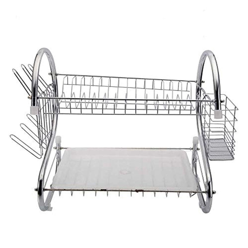 Multifunctional S-shaped Dual Layers Bowls & Dishes & Chopsticks & Spoons Collection Shelf Dish Drai