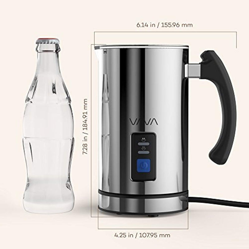 Milk Frother, VAVA Electric Liquid Heater with Hot or Cold Milk Functionality, Stainless steel Electric Milk Steamer(Silent Operation, Strix Temperature Controls, Extra Whisks, FDA Approved)