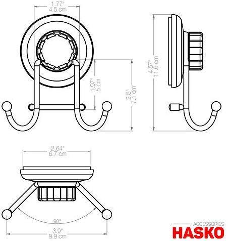 HASKO accessories - Powerful Vacuum Suction Cup Hook Holder - Organizer for Towel, Bathrobe and Loofah - Strong Stainless Steel Hooks for Bathroom & Kitchen, Towel Hanger Storage, Chrome (2 Pack)