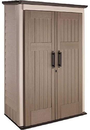 Rubbermaid FG374901OLVSS Vertical Storage Shed, Small, Beige