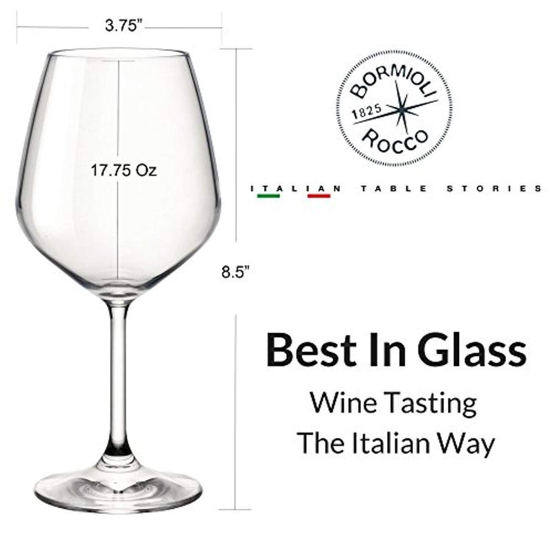 Bormioli Rocco 18oz Red Wine Glasses (Set Of 4): Crystal Clear Star Glass, Laser Cut Rim For Wine Tasting, Lead-Free Cups, Elegant Party Drinking Glassware, Dishwasher Safe, Restaurant Quality