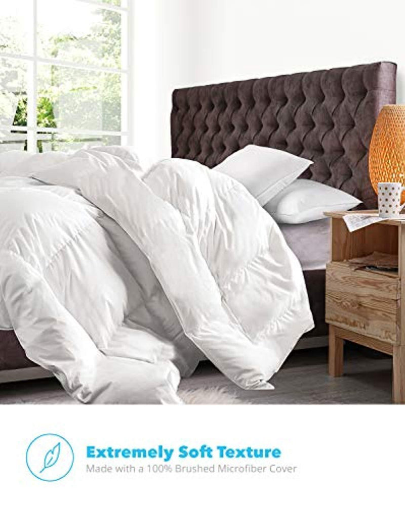 Equinox All-Season White Quilted Comforter - Goose Down Alternative Queen Comforter - Duvet Insert Set - Machine Washable - Hypoallergenic - Plush Microfiber Fill (350 GSM)