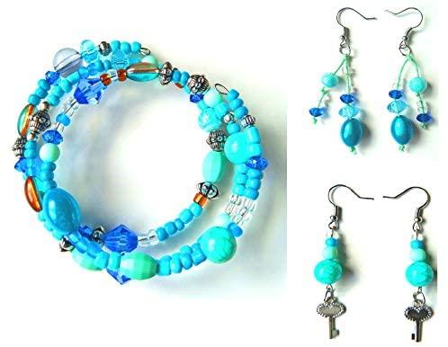 Gemybeads Jewelry Making Supplies - Jewelry Making Kits for Adults, Teens, Girls, Beginners, Women - Includes Instructions, Tools, Beads, Charms for Necklace, Earring, Bracelet Making Kit - Turquoise Set
