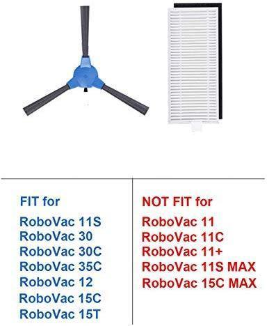 Replacement Parts for Eufy RoboVac 11S, RoboVac 30, RoboVac 30C, RoboVac 15T, RoboVac 15C, RoboVac 12, RoboVac 35C Vacuum Filters, Side Brushes,Rolling Brushes