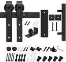 Homlux 6ft Heavy Duty Sturdy Sliding Barn Door Hardware Kit Single Door - Smoothly and Quietly - Simple and Easy to Install - Fit 1 3/8-1 3/4" Thickness Door Panel(Black)(J Shape Hangers)