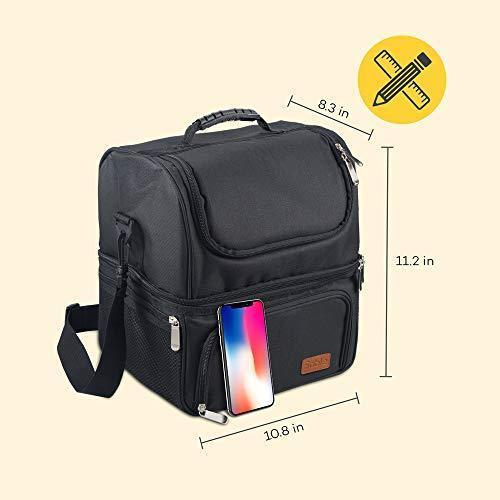 Large Lunch Box for Men, Insulated Adult Lunch Bag, Sable Reusable Waterproof Cooler Tote Bag for Meal Prep with 2 Main Spacious Compartments