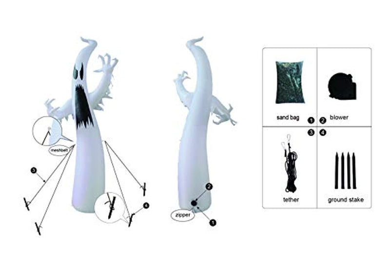 12 Ft Inflatable Portable Halloween Terrible Ghost Lanterns Indoors and Outdoors Decoration