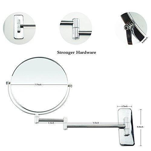 Lansi Makeup Mirror 10X Magnifying Wall Mount Double-Sided Vanity Decoration, Round, 8 Inch, Chrome Finished