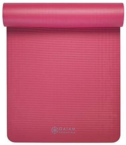 Gaiam Essentials Thick Yoga Mat Fitness & Exercise Mat with Easy-Cinch Yoga Mat Carrier Strap (72"L x 24"W x 2/5 Inch Thick)