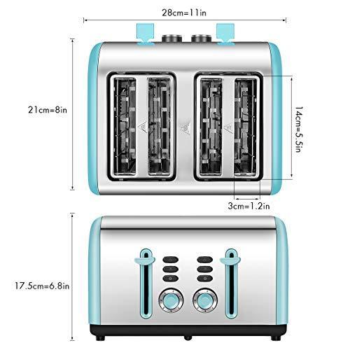 Toaster 4 Slice, CUSINAID Stainless Steel Toasters with Reheat Defrost Cancel Function, 7-Shade Setting, 4 Wide Slots Toaster - Black