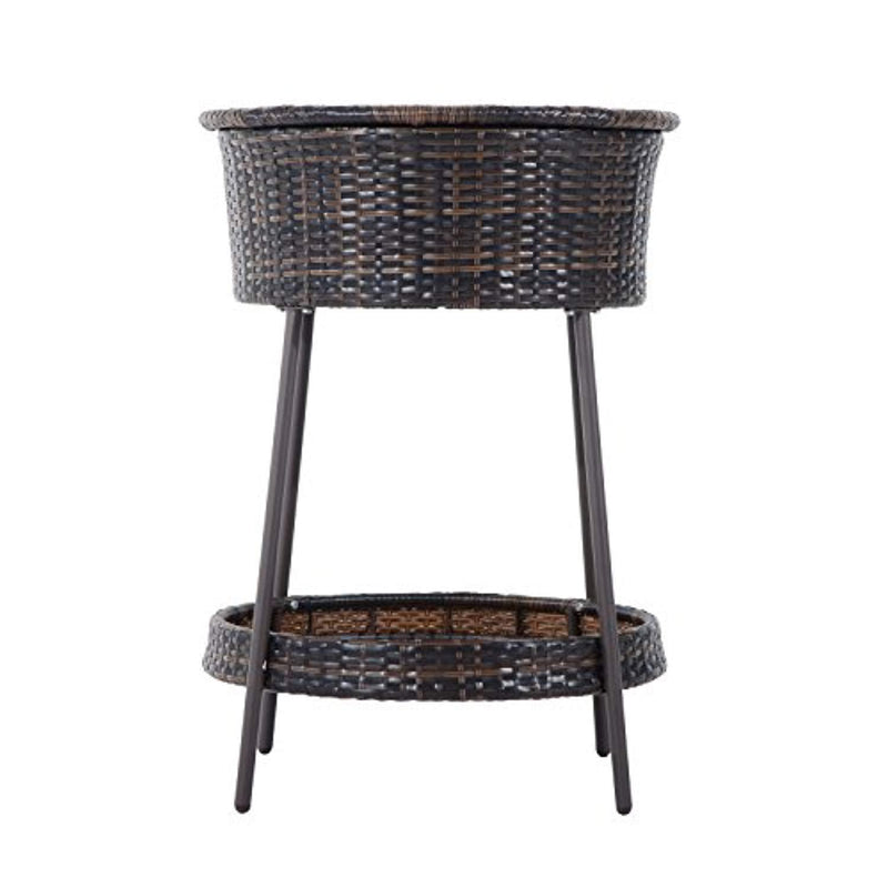 Outsunny Outdoor Patio Rattan Wicker Ice Bucket Cooler with Lid