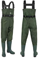 TIDEWE Bootfoot Chest Wader, 2-Ply Nylon/PVC Waterproof Fishing & Hunting Waders for Men and Women (Green and Brown)