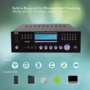 4-Channel Wireless Bluetooth Power Amplifier - 1000W Stereo Speaker Home Audio Receiver w/FM Radio, USB, Headphone, 2 Microphone w/Echo, Front Loading CD DVD Player, LED, Rack Mount - Pyle PD1000BA