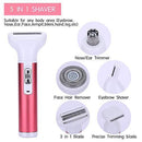 MOSCHOW 5-in-1 Ladies Electric Shaver for Women, Cordless Rechargeable Women Electric Razor Bikini Trimmer Body Hair Removal for Bikini Area Nose Armpit Arm Leg