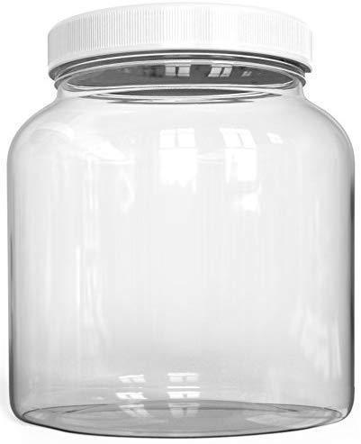 KombuJars ½ Half Gallon GLASS Jars 64 oz Airtight Lined Seal Plastic Lid Cap, Wide Mouth Jar, Brewing Fermenting Kombucha, Storage Bottles Kefir Canning, Clear, Multi-use Mason (6)