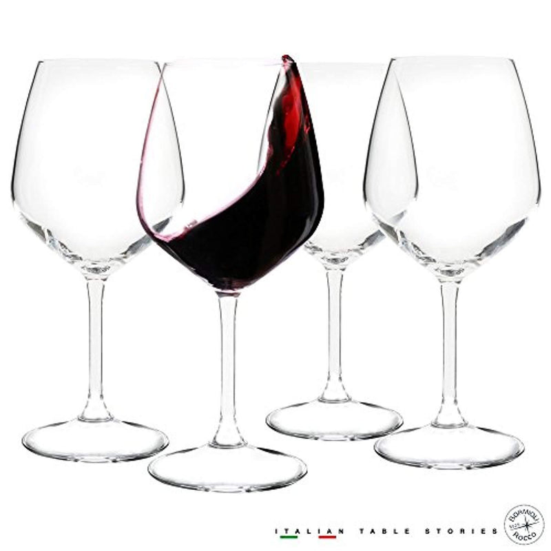 Bormioli Rocco 18oz Red Wine Glasses (Set Of 4): Crystal Clear Star Glass, Laser Cut Rim For Wine Tasting, Lead-Free Cups, Elegant Party Drinking Glassware, Dishwasher Safe, Restaurant Quality