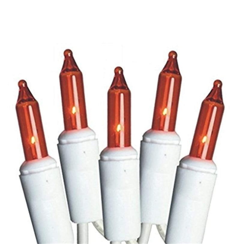 Everglow 100 Amber Christmas Lights on White Wire, 18 Lighted Length, 20 Total Length