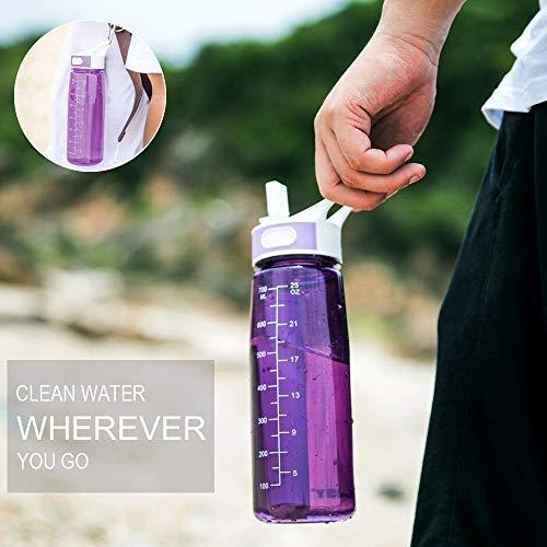 Water Bottle with Filter BOTTLED JOY 25oz BPA Free with Replaceable 2-Stage Water Filter Straw Hollow Fiber Membrane Reusable for Hiking Camping Backpacking Hunting Fishing Emergency Survival