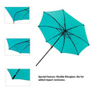 C-Hopetree 11' Patio Outdoor Market Umbrella with Crank Winder, Fiberglass Rib Tips, Push Button Tilt, Aqua Blue