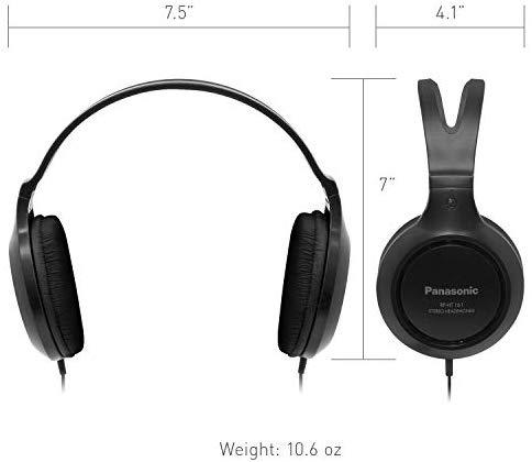 Panasonic Headphones RP-HT161-K Full-Sized Over-the-Ear Lightweight Long-Corded (Black)