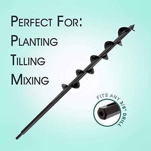 7Penn Garden Plant Flower Bulb Auger 3in x 12in Rapid Planter – Post or Umbrella Hole Digger for 3/8in Hex Drive Drill