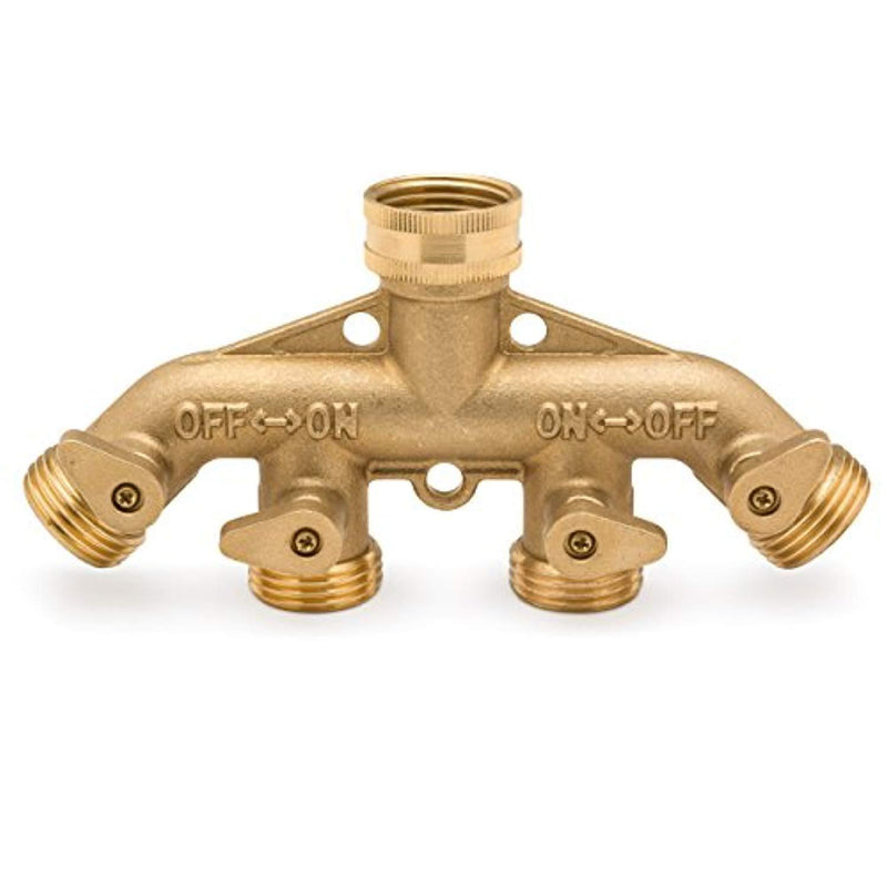 Morvat Heavy Duty Brass Garden Hose Connector Tap Splitter (4-Way)