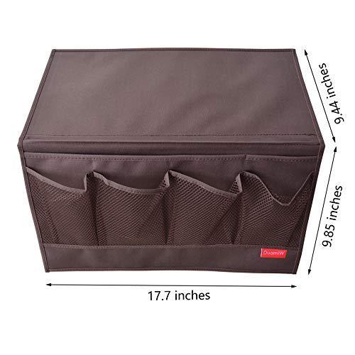 DuomiW Bedside Storage Organizer, Beside Caddy, Table Cabinet Storage Organizer, TV Remote Control, Phones, Magazines, Tablets, Accessories (Brown)