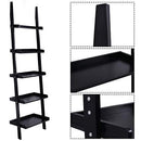 LEAN ON US Tangkula Ladder Bookcase 5-Tier Wood Leaning Shelf Wall Plant Shelf Ladder for Home Office Modern Flower Book Display Shelf Storage Rack Stable A-Frame Wooden Ladder Shelf (Black)