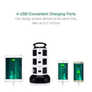 Power Strip Tower JACKYLED Surge Protector Electric Charging Station 3000W 13A 16AWG 10 Outlet Plugs with 4 USB Slot + 6ft Cord Wire Extension Universal Socket for PC Laptops Mobile