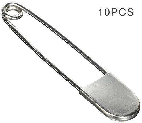 Tool Gadget Large Safety Pins, 5 inch Safety Pins, 10 PCS Stainless Steel Safety Pins Large, Silver Huge Strong XL Safety Pins, Extra Large Laundry Pins for Blankets, Heavy Laundry, Upholstery(5")