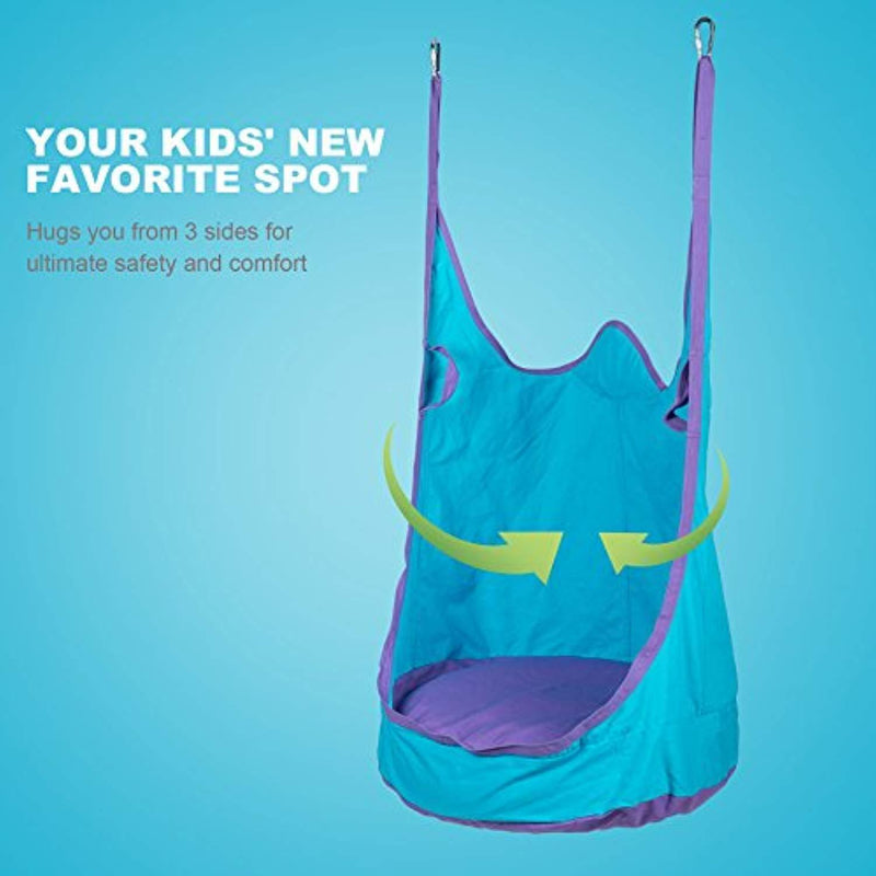 CO-Z Kids Pod Swing Child Hanging Chair Indoor Kid Hammock Seat Pod Nook (Upgraded Two Straps, Blue)