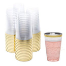 DRINKET Gold Plastic Cups 14 oz Clear Plastic Cups / Tumblers Fancy Plastic Wedding Cups With Gold Rim 50 Ct Disposable For Party Holiday and Occasions SUPER VALUE PACK