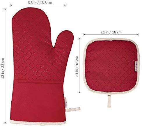 KeShi Kitchen Oven Mitts Set, Oven Mitts and Pot Holders, Heat Resistant with Quilted Cotton Lining, Non-Slip Surface 4 Pieces for Cooking, Baking, Grilling, Barbecue (Gray)