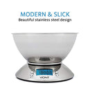 Vont Digital Kitchen Scale / Food Scale, Detachable Bowl Design, Gorgeous Stainless Steel Design with Alarm Timer & Temperature Sensor