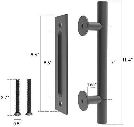 Homlux 6ft Heavy Duty Sturdy Sliding Barn Door Hardware Kit Single Door - Smoothly and Quietly - Simple and Easy to Install - Fit 1 3/8-1 3/4" Thickness Door Panel(Black)(J Shape Hangers)