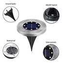 12 Pack Solar Powered Ground Lights, 8LED Solar Pathway Lights Solar Powered Disk Garden Light Solar Lawn Lights, Outdoor Waterproof Solar Patio Landscape Lighting for Deck Yard Walkway-White (12)