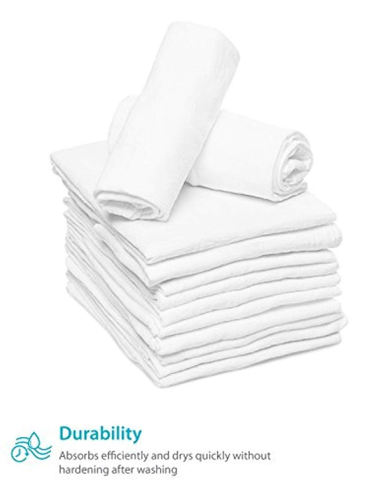 Zeppoli 12-Pack Flour Sack Towels - 31" x 31" Kitchen Towels - Absorbent White Dish Towels - 100% Ring Spun Cotton Bar Towels