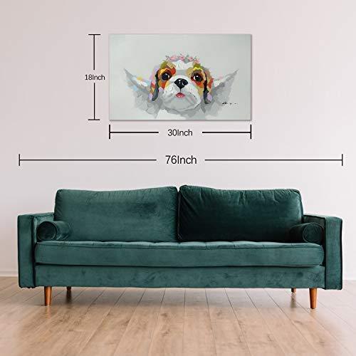 Bignut Art Oil Painting Hand Painted Funny Animal Smoking Dog Cool Wall Art on Canvas Framed Wall Decor for Living Room Bedroom Office (30x30 Inches, Smoking Dog)
