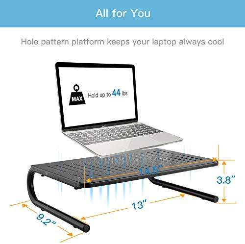 Monitor Stand Riser with Vented Metal for Computer, Laptop, Desk, Printer with 14.5 Platform 4 Inch Height
