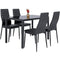 Best Choice Products 5 Piece Kitchen Dining Table Set W/Glass Top and 4 Leather Chairs Dinette - Black