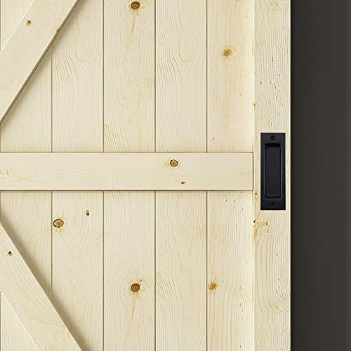 Homlux 6ft Heavy Duty Sturdy Sliding Barn Door Hardware Kit Single Door - Smoothly and Quietly - Simple and Easy to Install - Fit 1 3/8-1 3/4" Thickness Door Panel(Black)(J Shape Hangers)