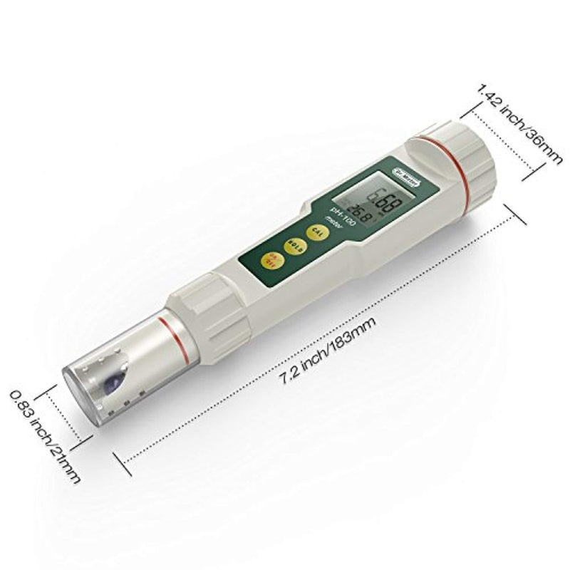 Dr.meter PH100-V 0.01 Resolution High Accuracy Pocket Size pH Meter with ATC, 0-14pH Measurement Range