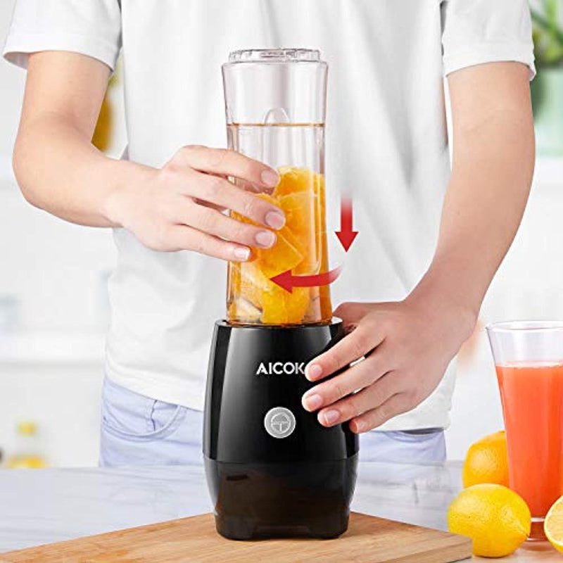 Smoothie Blender AICOK Personal Blenders Single Serve for Shakes and Smoothies with 20 oz Tritan BPA-Free Bottle, Detachable Blade Assembly, 300W, Black