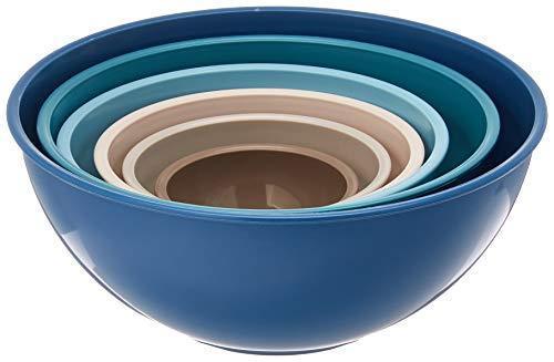 Gourmet Home Products 12 Piece Nested Polypropylene Mixing Bowl Food Storage Set with Lids, Slate Blue