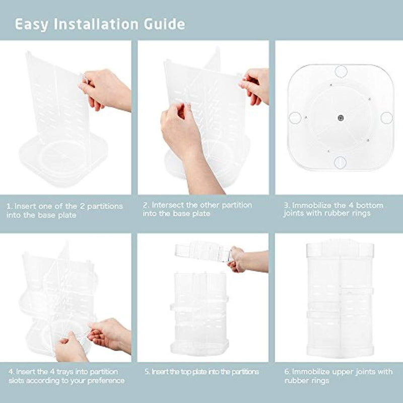 Jerrybox Makeup Organizer Adjustable Professional Makeup Organizer, Compact Size with Large Capacity, Fits Different Types of Cosmetics and Accessories Square (Transparent)