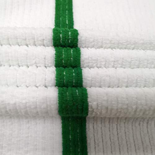 Polyte Microfiber All-Purpose Ribbed Terry Bar Mop Towel for Home, Kitchen, Restaurant Cleaning (14x17, White w/Green Stripe) 12 Pack