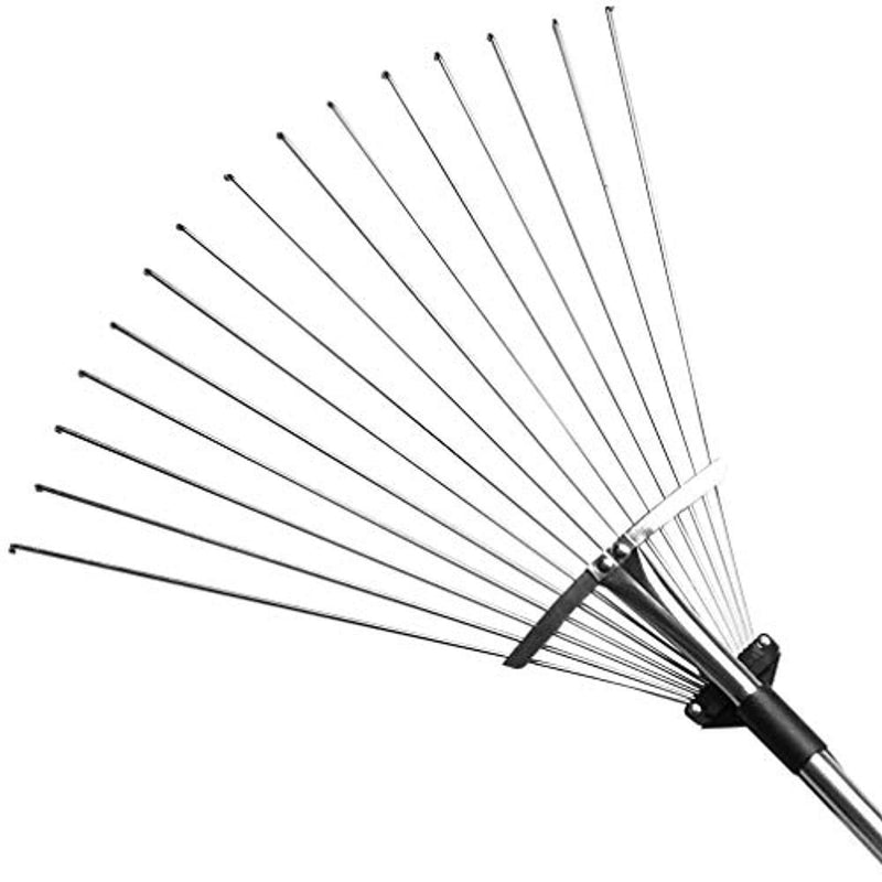 gonicc 63 inch Professional Adjustable Garden Leaf Rake, Expanding Metal Rake - Adjustable Folding Head from 7 Inch to 22 Inch. Collect Leaf Among Delicate Plants,Lawns and Yards. Ideal Camp Rake.